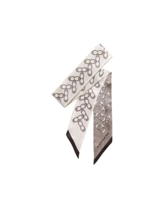 Coach Accessories - Coach Signature Kissing Cs Silk Skinny Scarf, Grey Birch